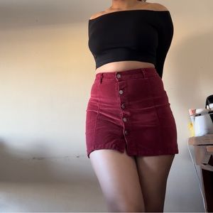 CELEBRITY PINK Corduroy Burgundy Button Skirt
